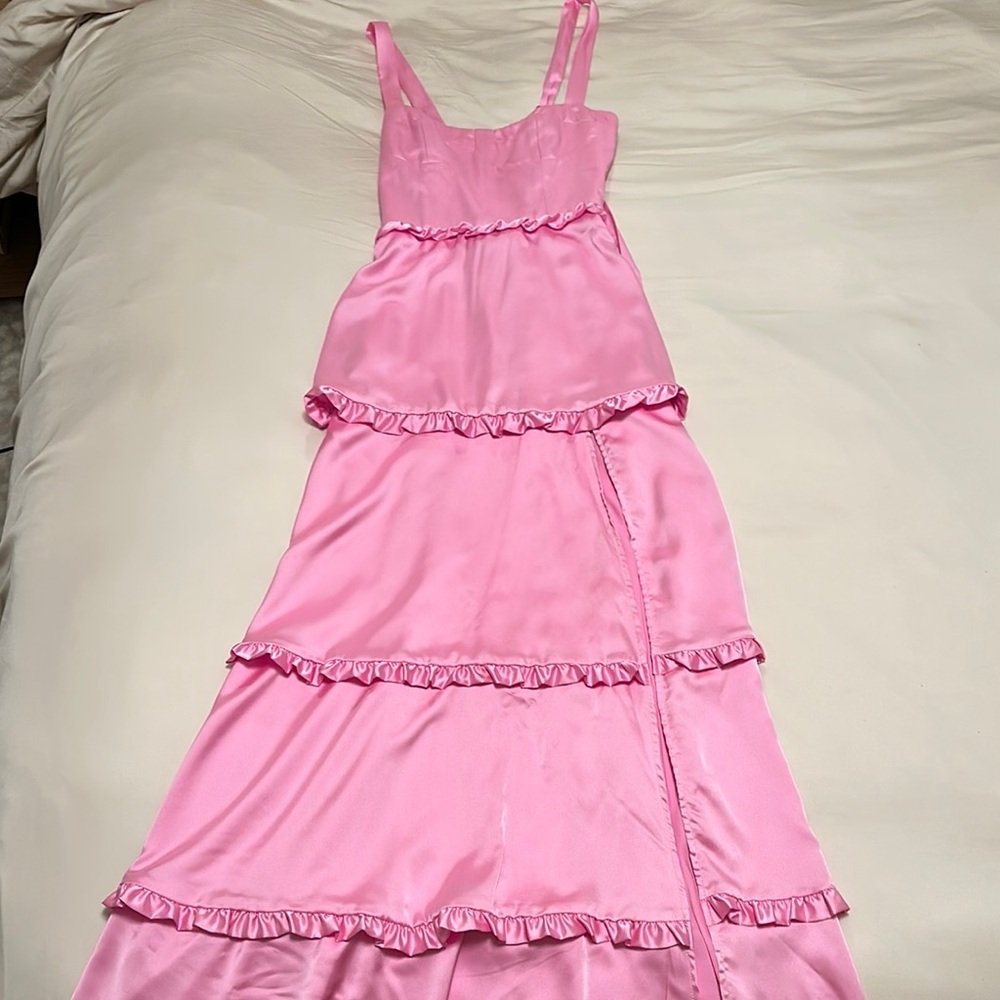 Show Me Your Mumu Lady Corset Dress in Pink Luxe Satin